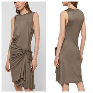 All Saints Lisen Sleeveless Mini Dress Wrap Draped Tie Viscose Size Small